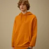 Kapuzen-Sweatshirt aus diagonal gewebtem Baumwoll-Fleece
