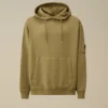 Kapuzen-Sweatshirt aus diagonal gewebtem Baumwollfleece mit Lens-Optik