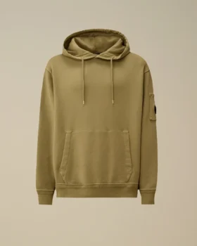 Kapuzen-Sweatshirt aus diagonal gewebtem Baumwollfleece mit Lens-Optik