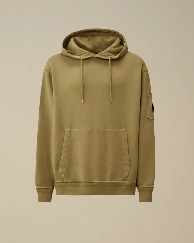 Kapuzen-Sweatshirt aus diagonal gewebtem Baumwollfleece mit Lens-Optik