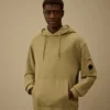 Kapuzen-Sweatshirt aus diagonal gewebtem Baumwollfleece mit Lens-Optik