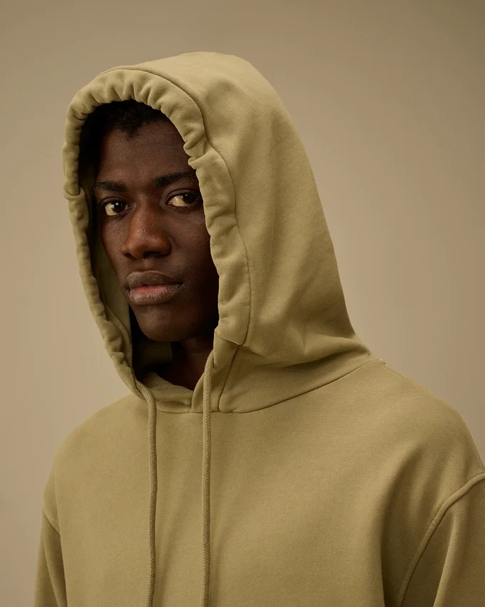 Kapuzen-Sweatshirt aus diagonal gewebtem Baumwollfleece mit Lens-Optik
