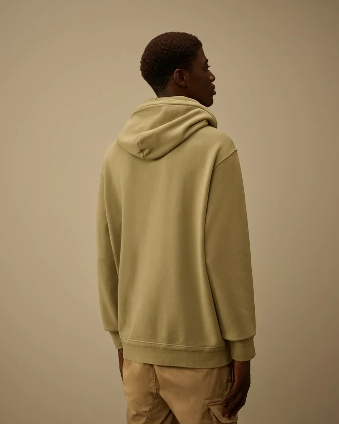 Kapuzen-Sweatshirt aus diagonal gewebtem Baumwollfleece mit Lens-Optik