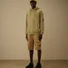 Kapuzen-Sweatshirt aus diagonal gewebtem Baumwollfleece mit Lens-Optik