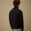 Kompakte Baumwoll-Strickjacke mit Reißverschluss