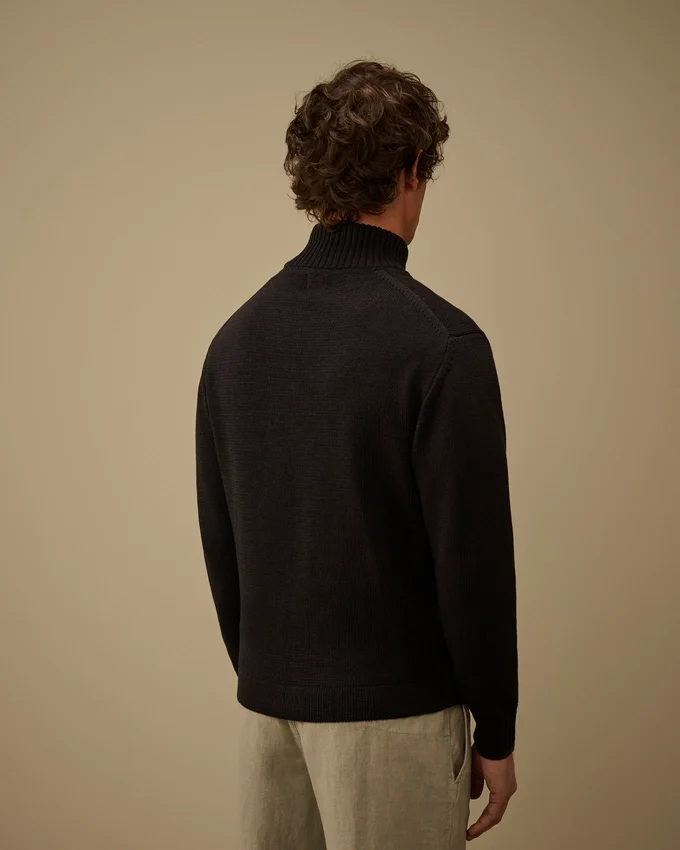 Kompakte Baumwoll-Strickjacke mit Reißverschluss