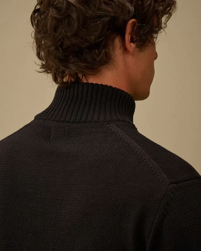 Kompakte Baumwoll-Strickjacke mit Reißverschluss