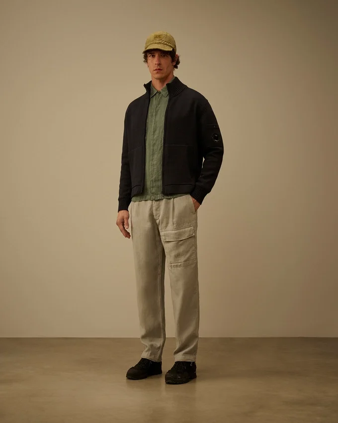 Kompakte Baumwoll-Strickjacke mit Reißverschluss