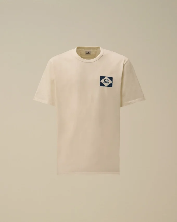 Kompaktes 20/1-Jersey-Hemd mit kurzen Ärmeln und Logo