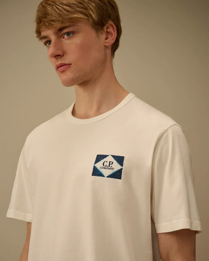 Kompaktes 20/1-Jersey-Hemd mit kurzen Ärmeln und Logo