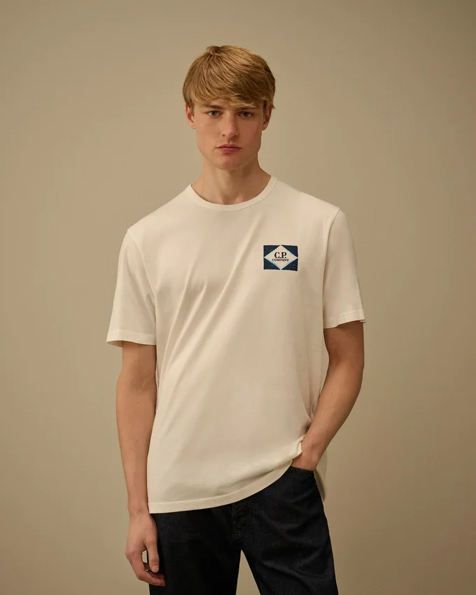 Kompaktes 20/1-Jersey-Hemd mit kurzen Ärmeln und Logo