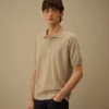 Kurzärmeliger Polo-Pullover aus Baumwollkrepp