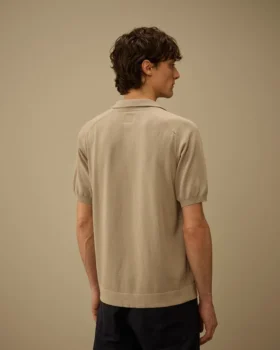 Kurzärmeliger Polo-Pullover aus Baumwollkrepp