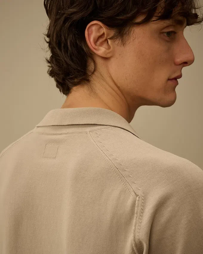 Kurzärmeliger Polo-Pullover aus Baumwollkrepp