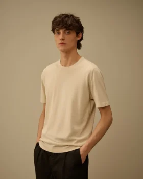 Kurzärmeliger Pullover aus Baumwollkrepp