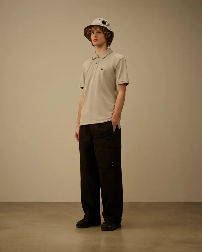 Kurzärmeliges Logo-Polohemd aus Stretch-Piqué