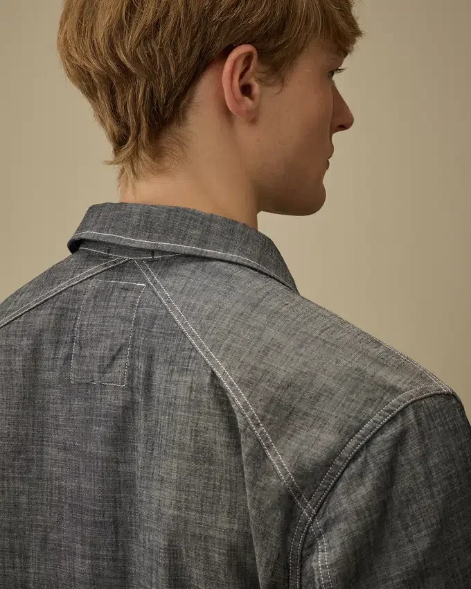 Langärmliges Chambray-Hemd mit Reißverschluss