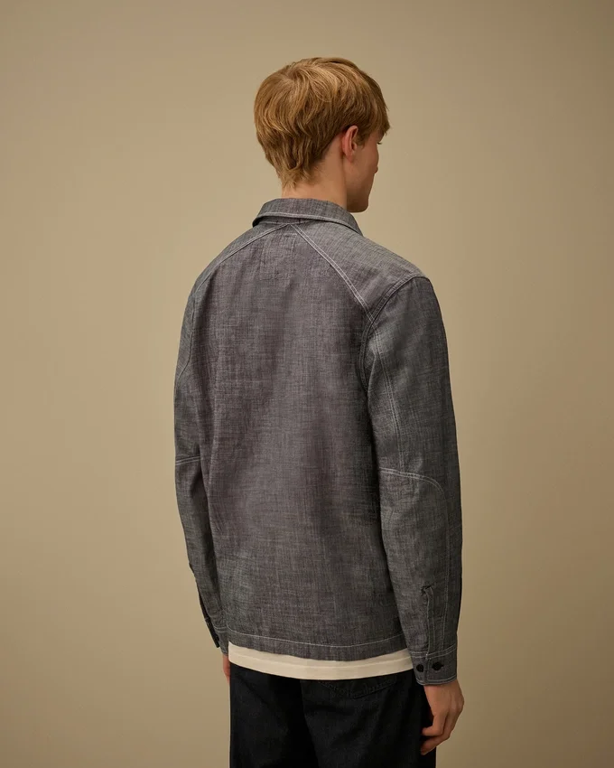 Langärmliges Chambray-Hemd mit Reißverschluss