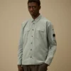 Langärmliges Lens-Hemd aus Bio-Gabardine