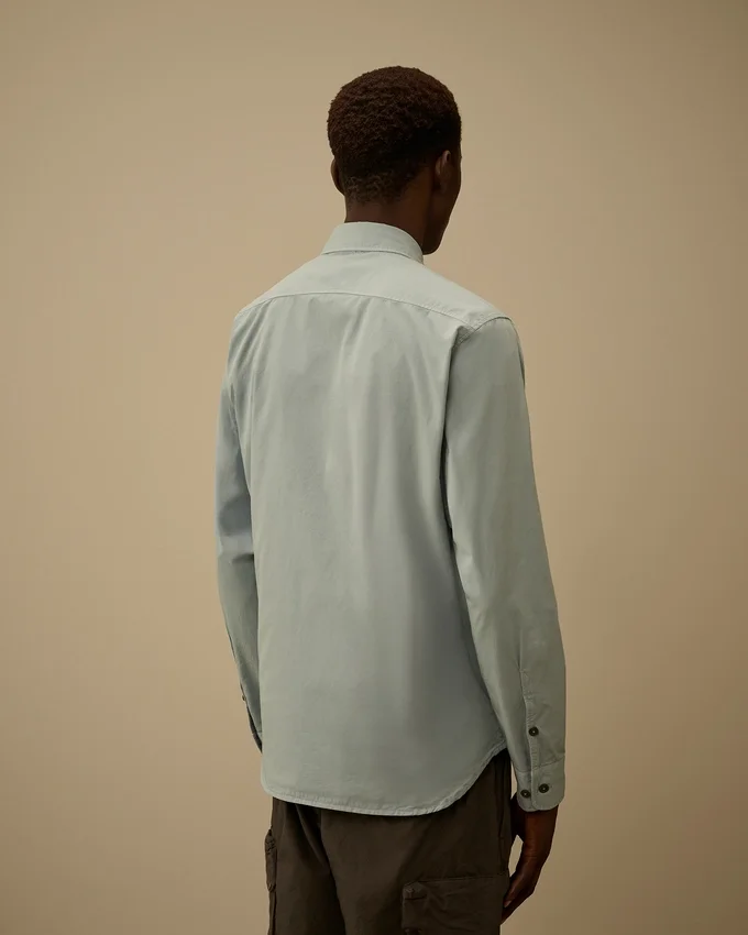 Langärmliges Lens-Hemd aus Bio-Gabardine