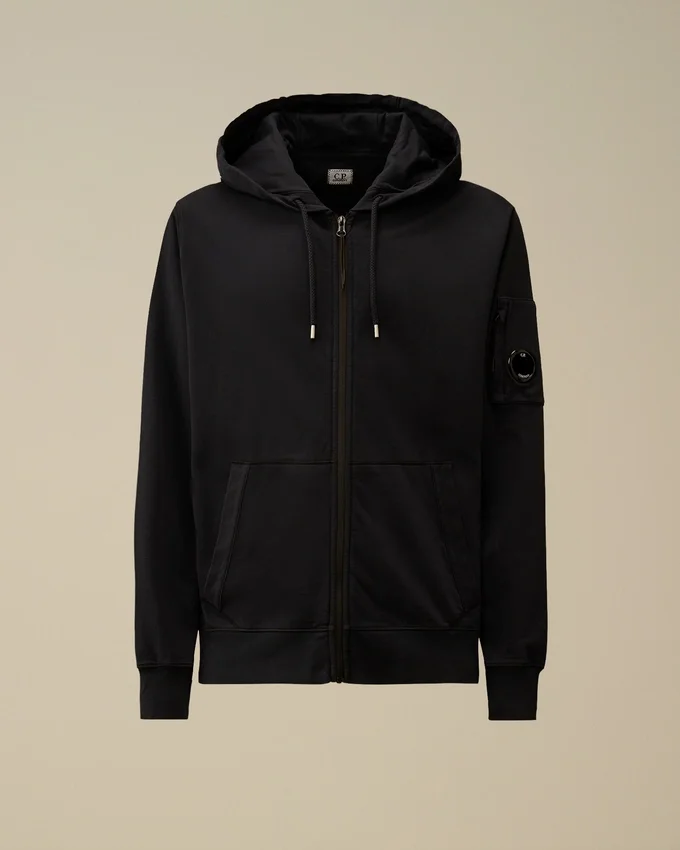 Leichtes Fleece-Kapuzensweatshirt mit Reißverschluss und „Lens“-Motiv