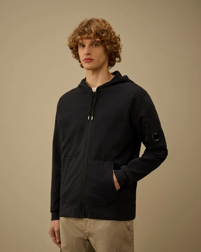 Leichtes Fleece-Kapuzensweatshirt mit Reißverschluss und „Lens“-Motiv