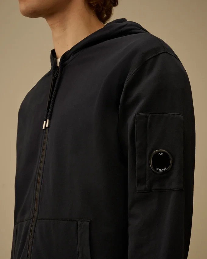 Leichtes Fleece-Kapuzensweatshirt mit Reißverschluss und „Lens“-Motiv