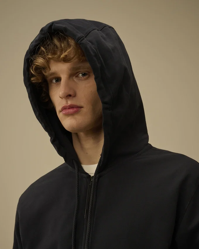 Leichtes Fleece-Kapuzensweatshirt mit Reißverschluss und „Lens“-Motiv