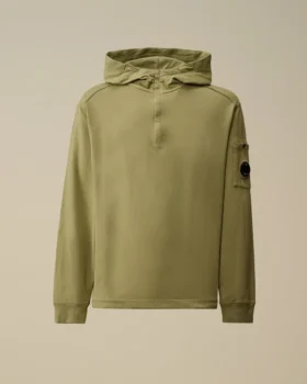 Leichtes Fleece-Sweatshirt mit halbem Reißverschluss und Lens-Print
