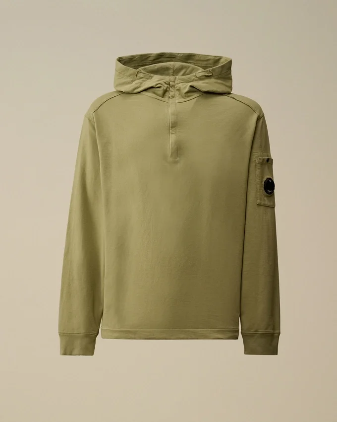 Leichtes Fleece-Sweatshirt mit halbem Reißverschluss und Lens-Print