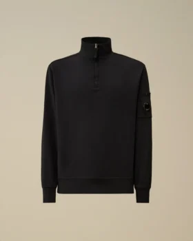 Leichtes Fleece-Sweatshirt mit halbem Reißverschluss und Lens-Print