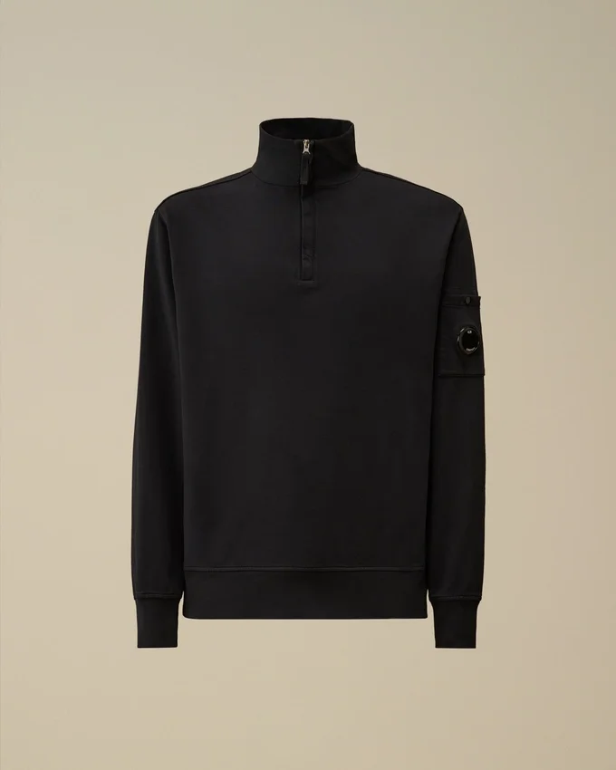 Leichtes Fleece-Sweatshirt mit halbem Reißverschluss und Lens-Print