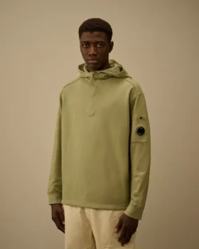 Leichtes Fleece-Sweatshirt mit halbem Reißverschluss und Lens-Print