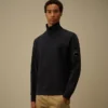 Leichtes Fleece-Sweatshirt mit halbem Reißverschluss und Lens-Print