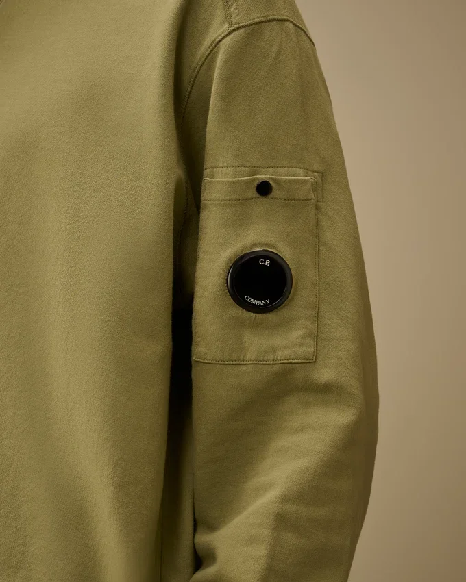 Leichtes Fleece-Sweatshirt mit halbem Reißverschluss und Lens-Print