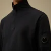 Leichtes Fleece-Sweatshirt mit halbem Reißverschluss und Lens-Print