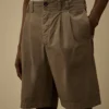Lockere Pinces-Shorts aus Baumwollgabardine