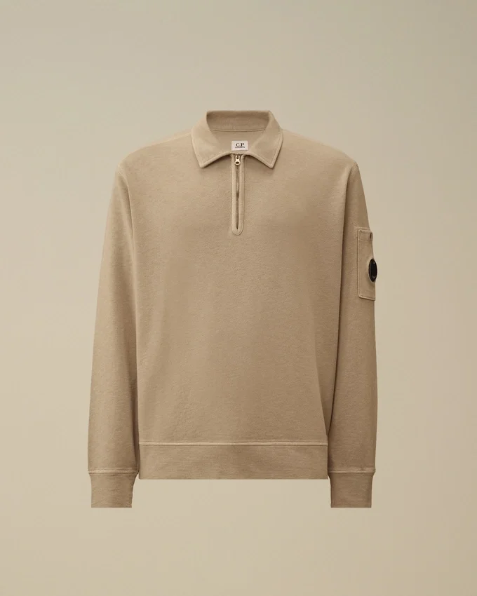 Malfilè-Fleece-Sweatshirt mit halbem Reißverschluss und Linsenmotiv
