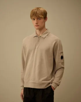 Malfilè-Fleece-Sweatshirt mit halbem Reißverschluss und Linsenmotiv