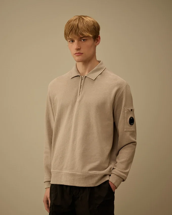 Malfilè-Fleece-Sweatshirt mit halbem Reißverschluss und Linsenmotiv