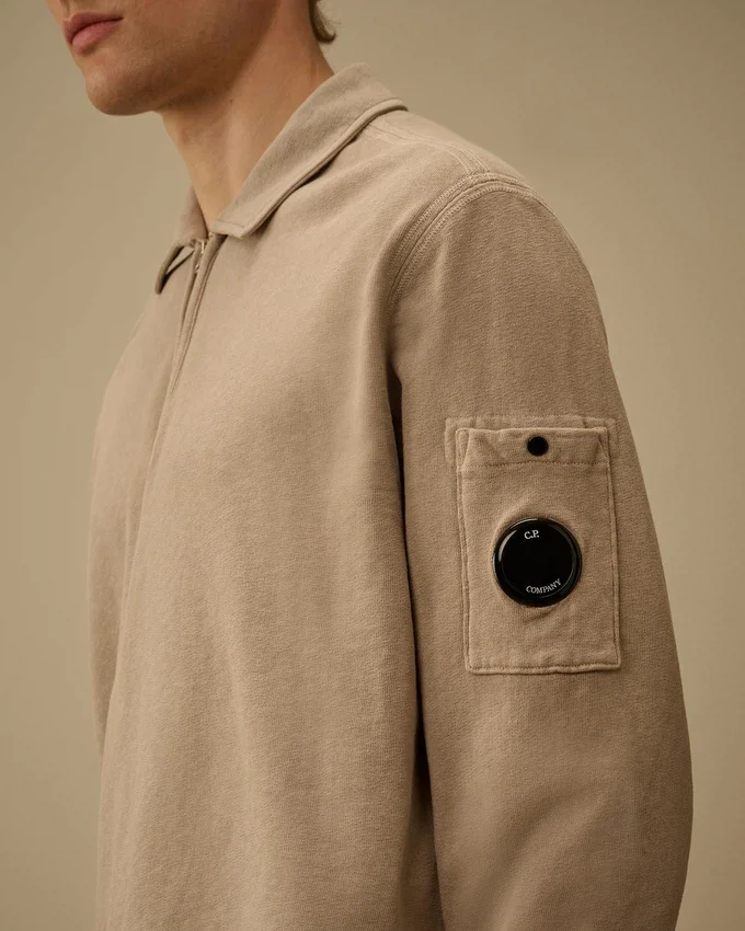 Malfilè-Fleece-Sweatshirt mit halbem Reißverschluss und Linsenmotiv