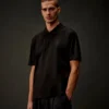 Metropolis Series – Kurzarm-Polo mit halbem Reißverschluss aus merzerisiertem Jersey