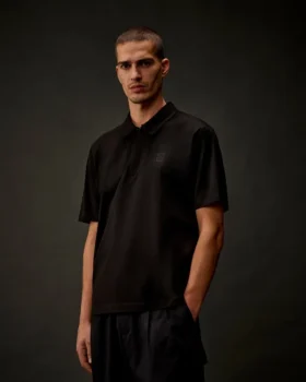 Metropolis Series – Kurzarm-Polo mit halbem Reißverschluss aus merzerisiertem Jersey