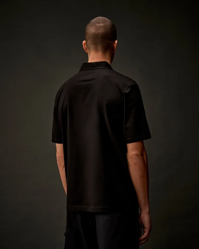 Metropolis Series – Kurzarm-Polo mit halbem Reißverschluss aus merzerisiertem Jersey