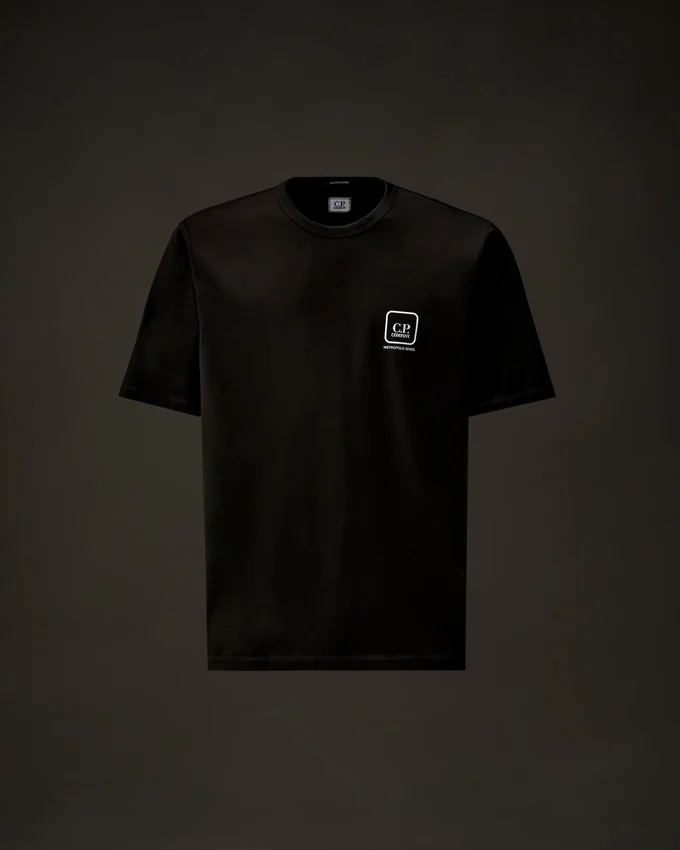 Metropolis Series: Kurzarm-T-Shirt aus merzerisiertem Jersey mit aufgedrucktem Logo