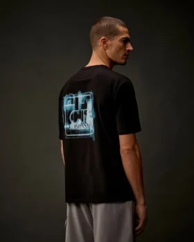 Metropolis Series: Kurzarm-T-Shirt aus merzerisiertem Jersey mit aufgedrucktem Logo