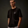 Metropolis Series: Kurzarm-T-Shirt aus merzerisiertem Jersey mit aufgedrucktem Logo
