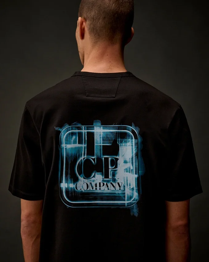 Metropolis Series: Kurzarm-T-Shirt aus merzerisiertem Jersey mit aufgedrucktem Logo