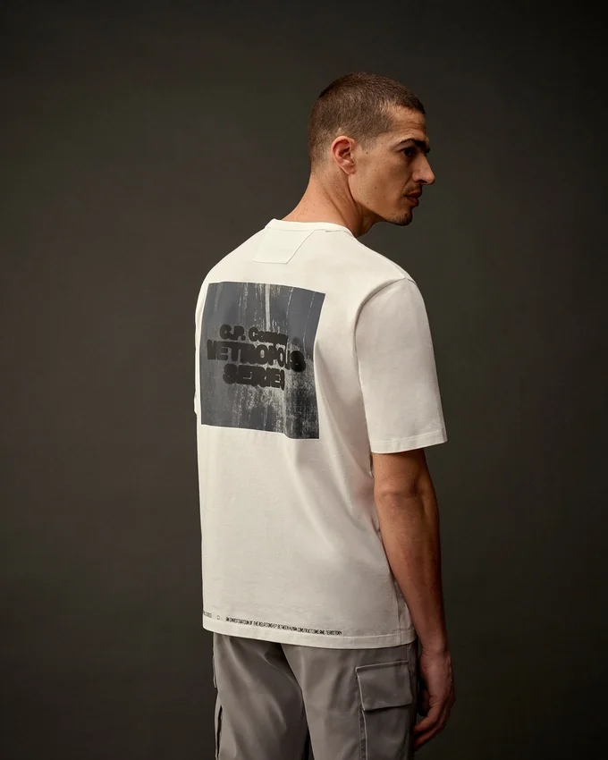 Metropolis Series: Kurzarm-T-Shirt aus merzerisiertem Jersey mit aufgedrucktem Motiv