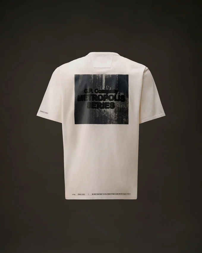Metropolis Series: Kurzarm-T-Shirt aus merzerisiertem Jersey mit aufgedrucktem Motiv